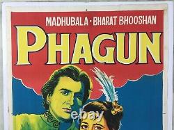 1958 Bollywood Poster PHAGUN Movie. Madhubala, Bharat Bhooshan 30in x 4