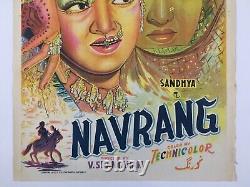 1959 Original Bollywood Poster NAVRANG Movie. V Shantaram. Sandhya 20in x 3