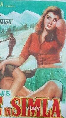 1960 Bollywood Poster LOVE IN SIMLA Joy Mukherjee, Sadhana 30in x 4