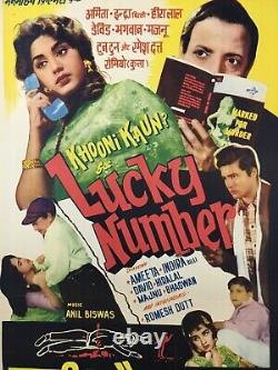 1961 Bollywood Poster KHOONI KAUN LUCKY NUMBER Movie 20in x 3