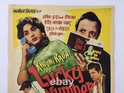 1961 Bollywood Poster KHOONI KAUN LUCKY NUMBER Movie 20in x 3