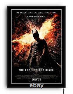 BATMAN DARK KNIGNT RISES movie poster framed light up led sign home cinema film