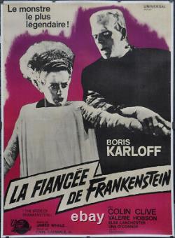 BRIDE Of FRANKENSTEIN R1964 ORIGINAL 47X64 LINENBACKED FRENCH MOVIE POSTER