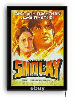 Bollywood SHOLAY Light up movie poster framed lightbox led sign home cinema film