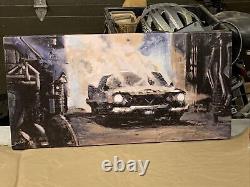 Burned Plymouth Fury! Canvas Print 12x24 Painting by Sv Bell FREE SHIPPING