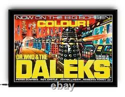 DR. WHO AND THE DALEKS Light up movie poster led sign home cinema room TARDIS