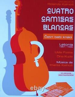FOUR WHITE SHIRTS Cuban Screenprint Poster for Censored Soviet Movie CUBA LATVIA