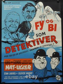 Laurel And Hardy Murder Case / Nat-ugle R-1960's Orig Danish Movie Poster 25x34