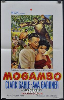 Mogambo 1953 Original 14x22 Belgian Movie Poster Clark Gable Ava Gardner Kelly