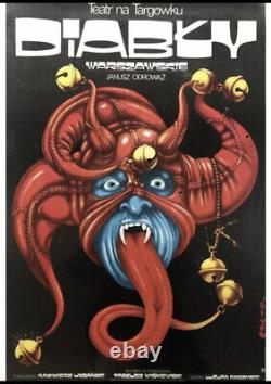 Original vintage classic old Polish Poland Warsaw Devils horror art poster