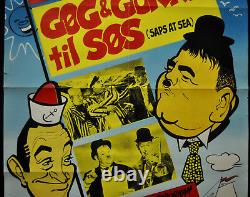 Saps At Sea R-1960's Orig Danish Movie Poster 25x34 Stan Laurel Oliver Hardy