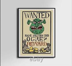 Shrek wanted poster art canvas poster home decor