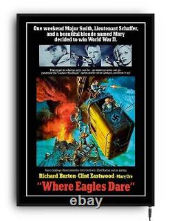 WHERE EAGLES DARE Light up movie poster led sign home cinema film theatre room