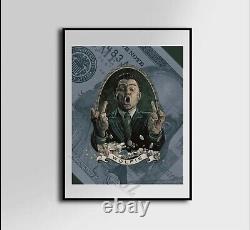 Wolf of wall street middle finger wolfie money art canvas poster home decor